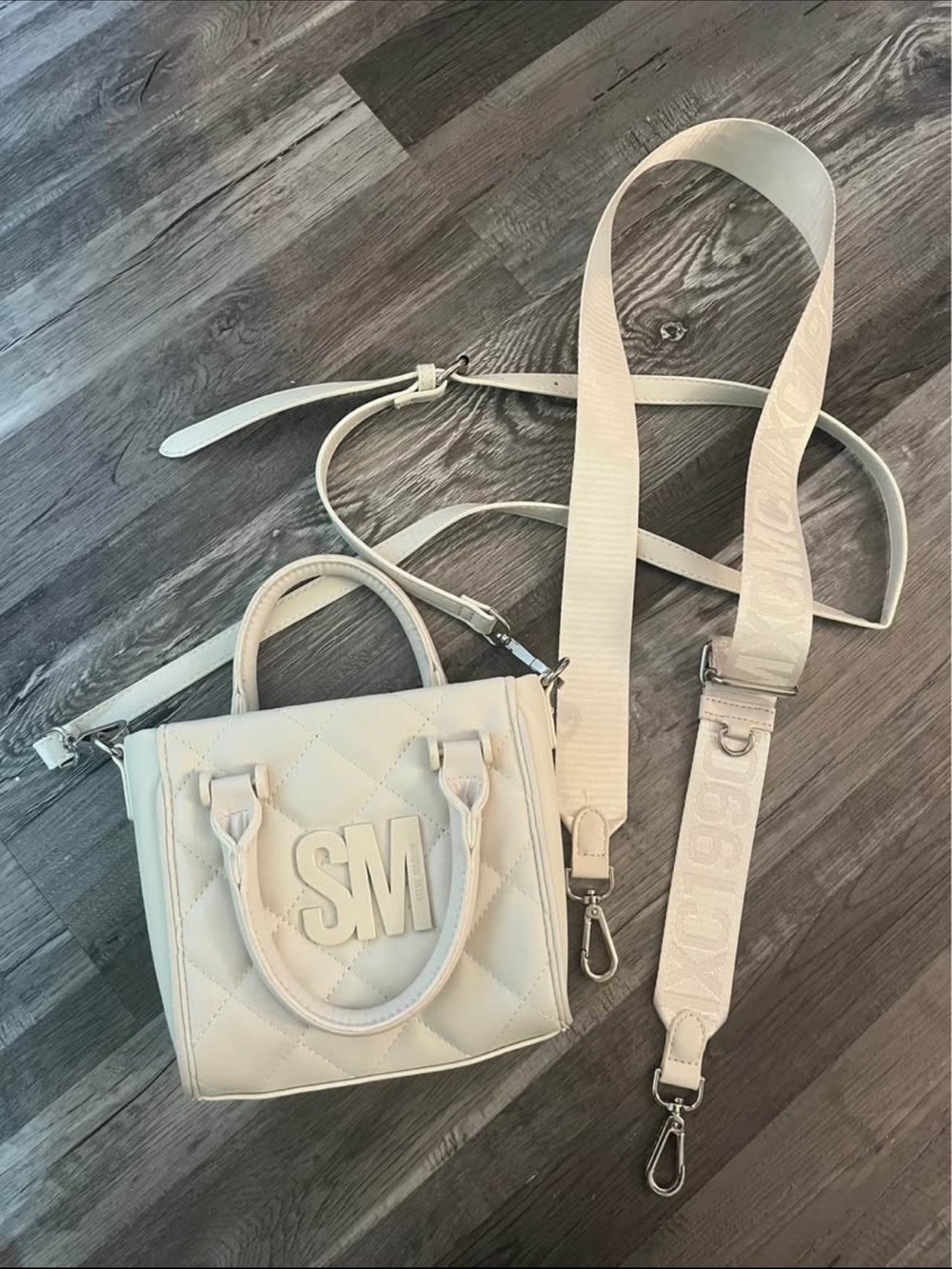 SM Quilted Mini Tote Bag in Cream - Designer-Style Crossbody